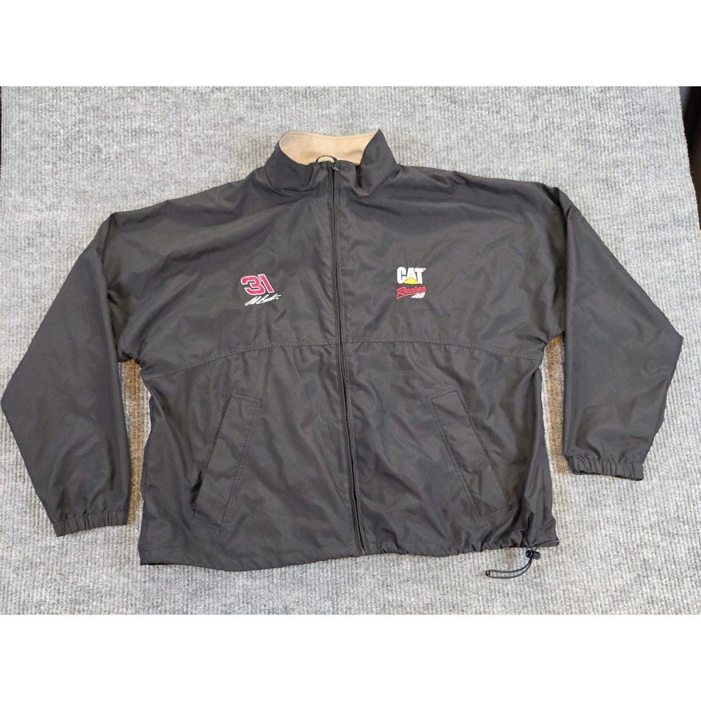Vintage NASCAR Jeff Burton 31 CAT Racing Jacket Hartwell Windbreaker Men's XL